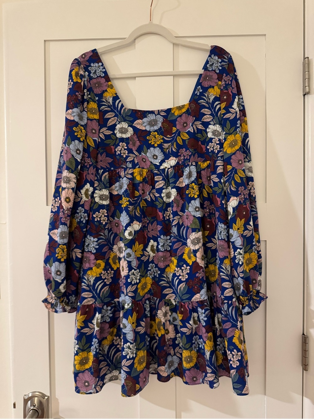 BCBGeneration Royal Blue Floral Mini Dress with Multicolor Blooms w/ Pockets